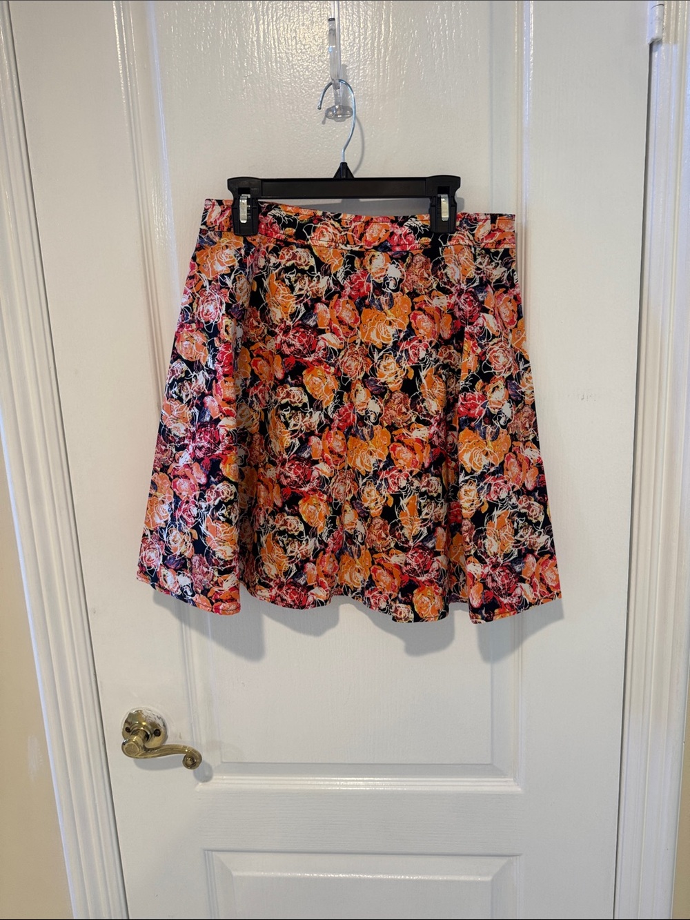 hinge Floral Circle Skirt in Black, Pink & Orange
